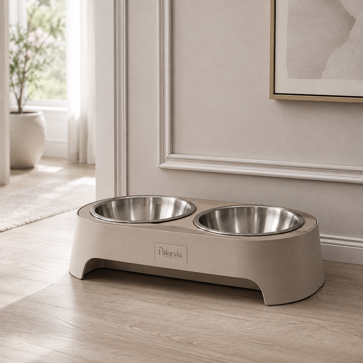 Palorvia™ GentleGlow Stainless Steel Pet Feeding Bowl Set